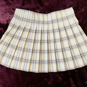 NO BOUNDARIES PLEATED PLAID MINI A-LINE TENNIS SKIRT SIZE XL 15/17 WITH SIDE ZIP